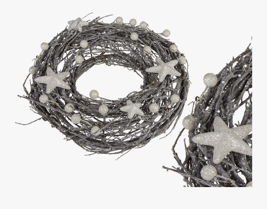 Willow Wreath With Glitter Stars And Balls - Wreath, Transparent Clipart