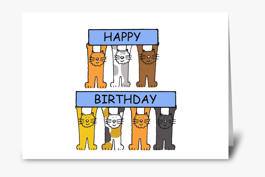 Happy Birthday Cartoon Cats - Happy Birthday Cartoon Cat, Transparent Clipart
