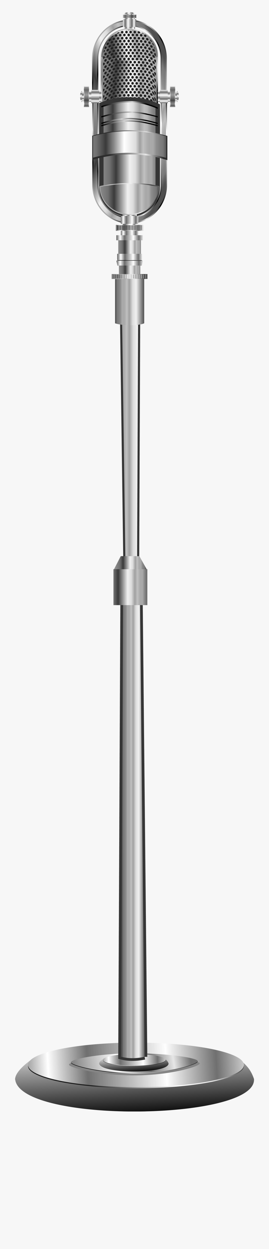 Retro Microphone Png - Transparent Background Mic With Stand Png, Transparent Clipart