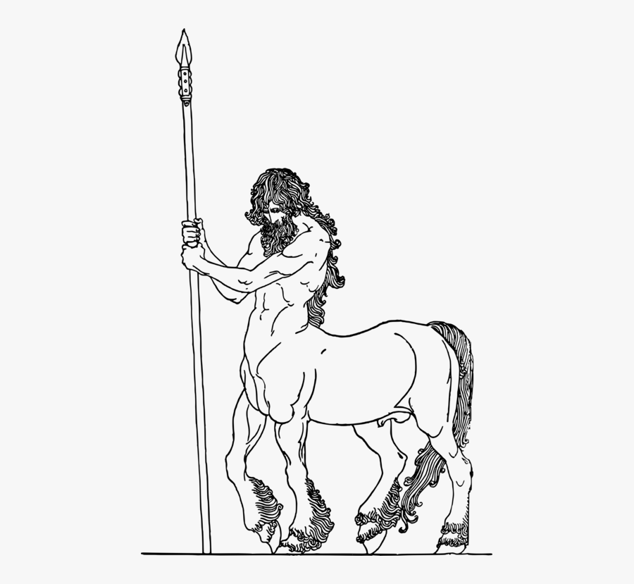 Line Art,horse,style - Chiron Centaur Line Drawing, Transparent Clipart