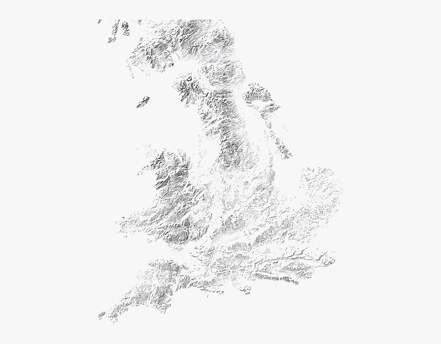 Relief Map - Black And White Relief Map Uk, Transparent Clipart