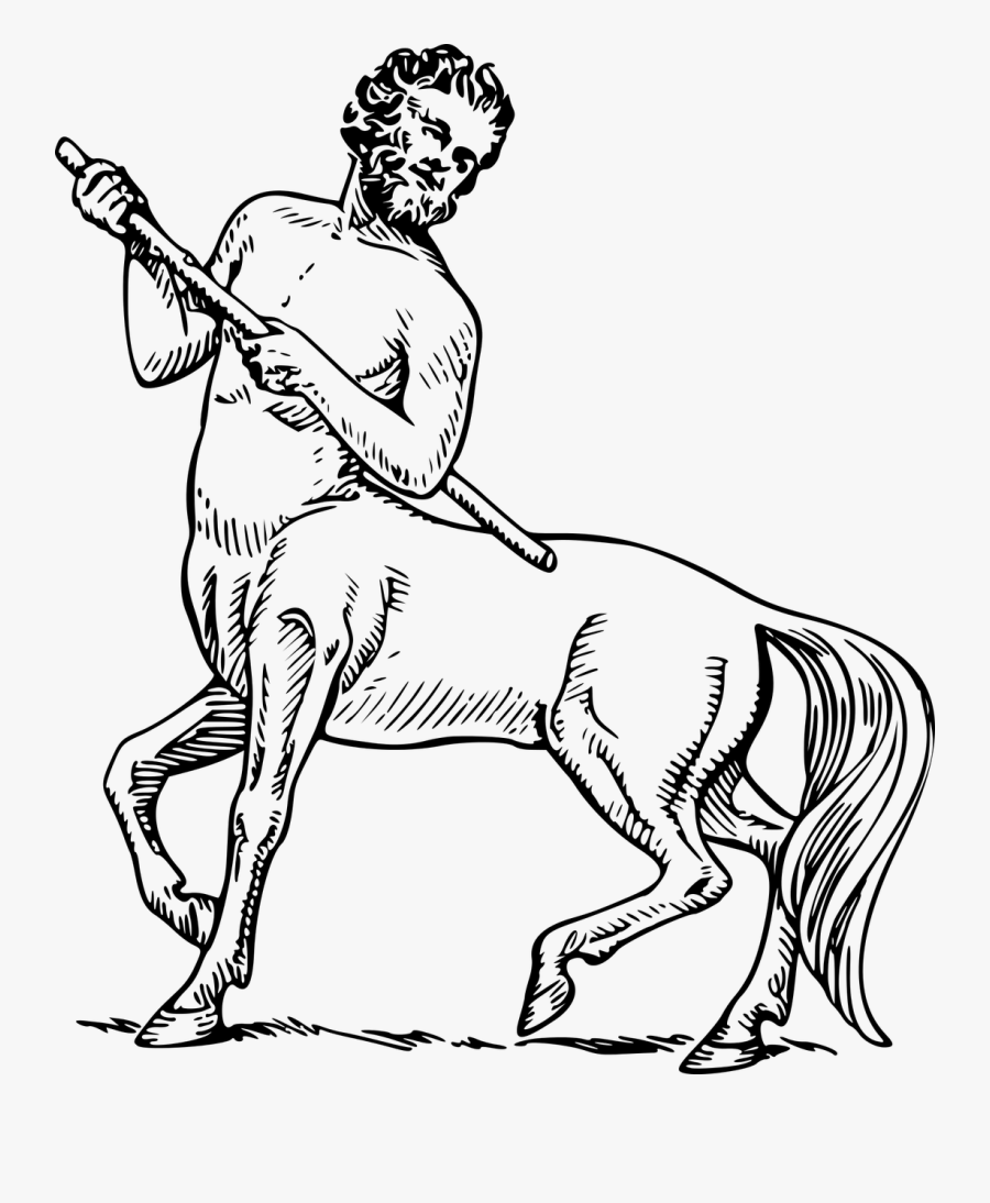 Centaur Black And White, Transparent Clipart