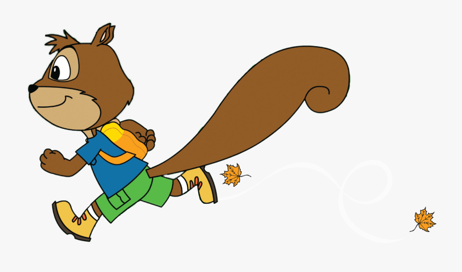 Chipper Running With Leaves - Cartoon, Transparent Clipart