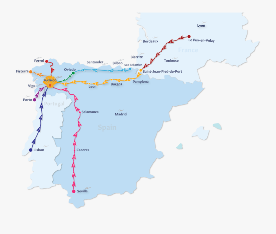 Camino De Santiago Map , Transparent Cartoons - Camino De Santiago Map, Transparent Clipart