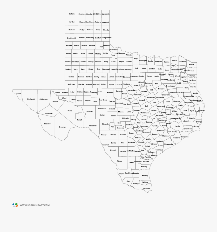 Map Of Texas Counties Printable, Transparent Clipart