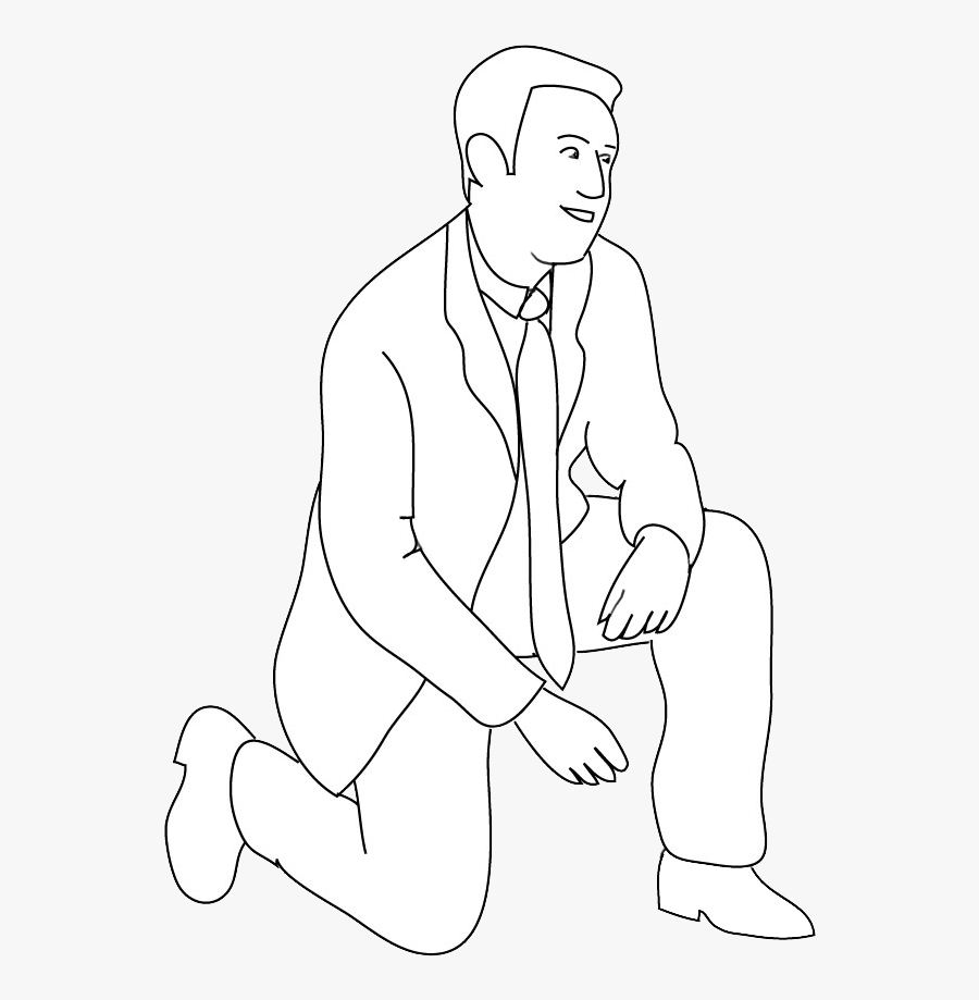 Drawing A Kneeling Man, Transparent Clipart