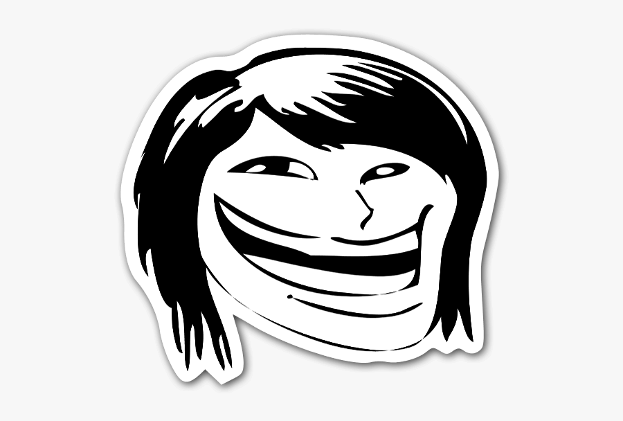 Memes Happy Hair Face Troll Sticker - Girl Troll Face Png, Transparent Clipart