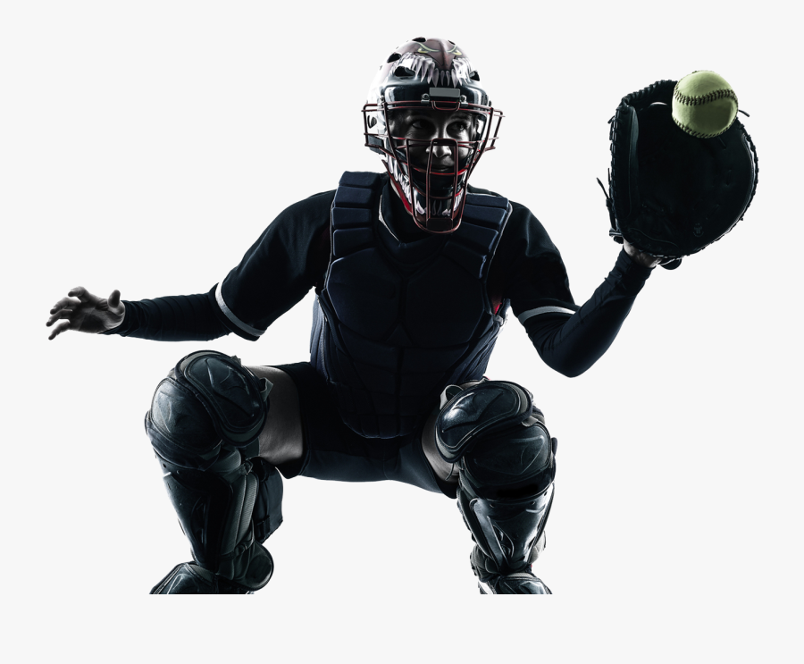 Softball Catcher In White Background, Transparent Clipart