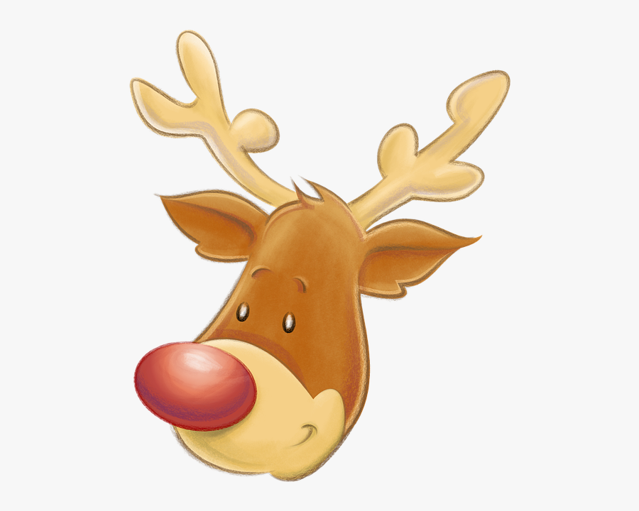 Christmas, Reindeer, Head, Smiling, Rudolph, Santa - Gambar Kartun Kepala Rusa, Transparent Clipart