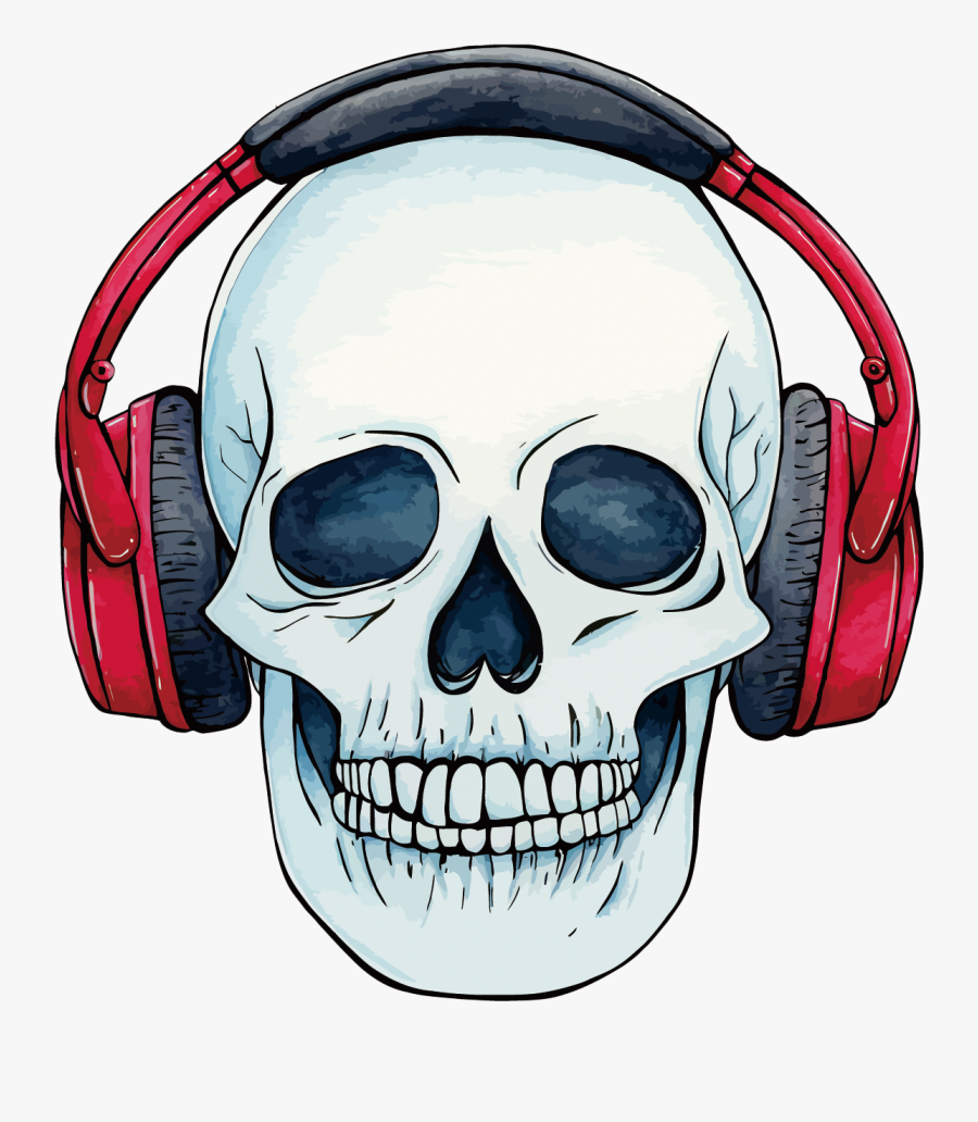 earphones with skull logo