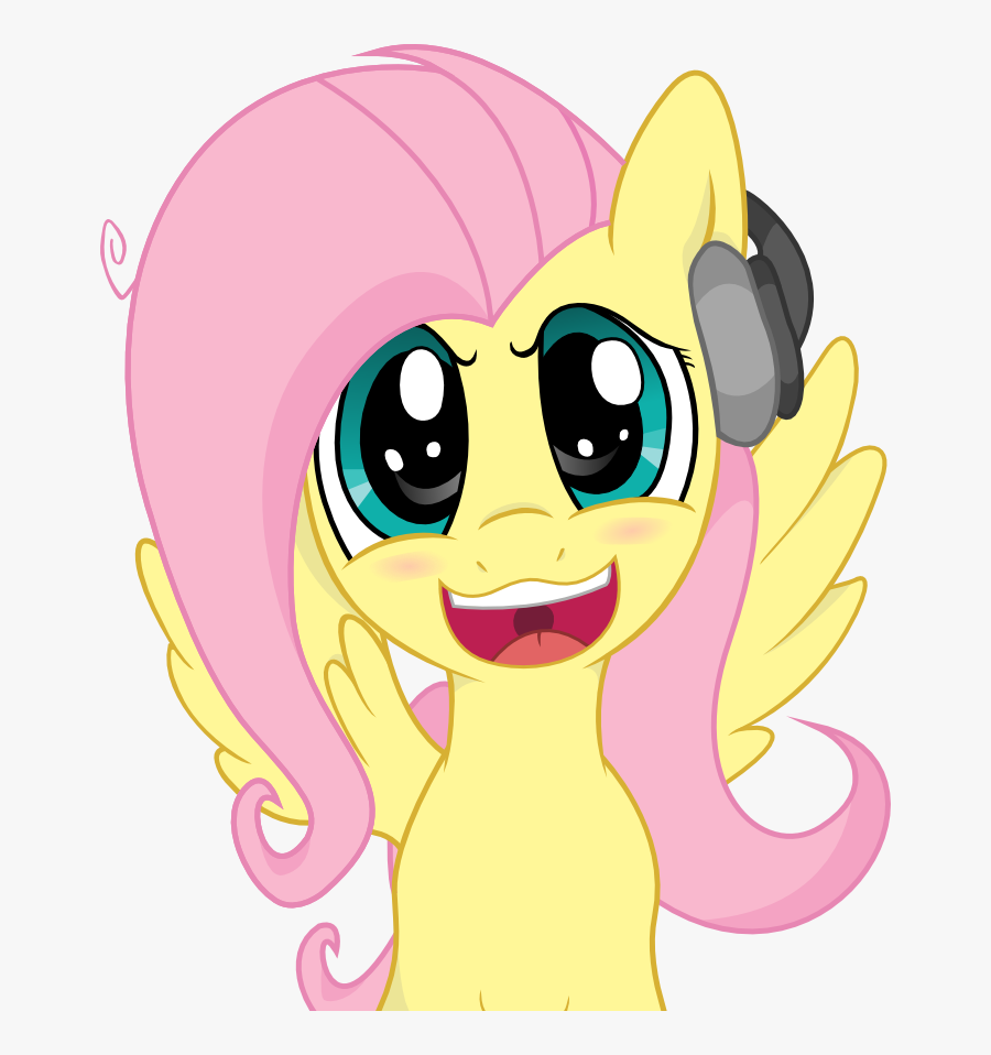 Fluttershy Rainbow Dash Rarity Twilight Sparkle Pinkie - Fluttershy With Headphones, Transparent Clipart