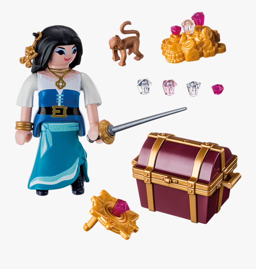 Playmobil Pirate With Treasure, Transparent Clipart