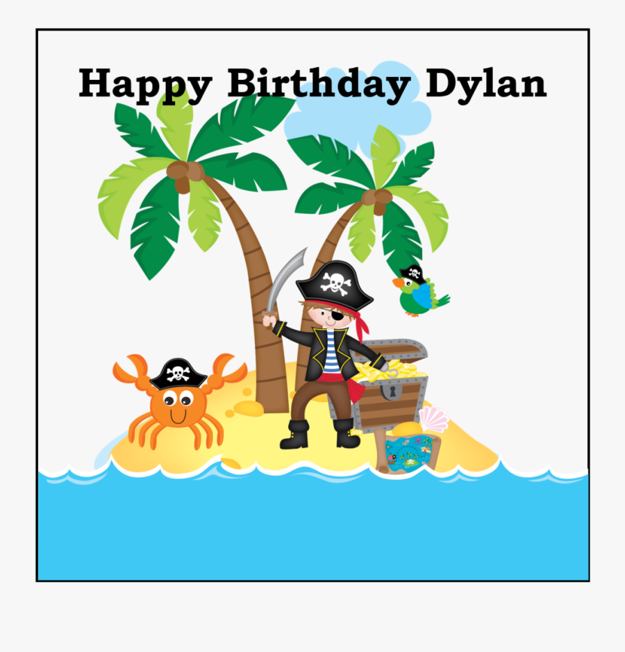 Pirate On Treasure Island Personalised Cake Topper, Transparent Clipart