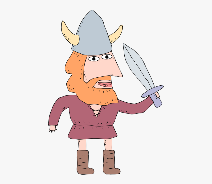 Vector Illustration Of Germanic Norse Seafarer Viking - Cartoon, Transparent Clipart
