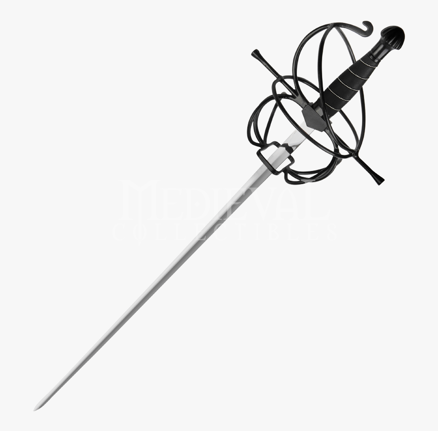 Black Wire Hilt Rapier - Black Rapier Sword, Transparent Clipart