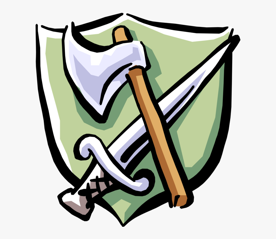Vector Illustration Of Middle Ages Medieval Axe And - Axe And Sword, Transparent Clipart