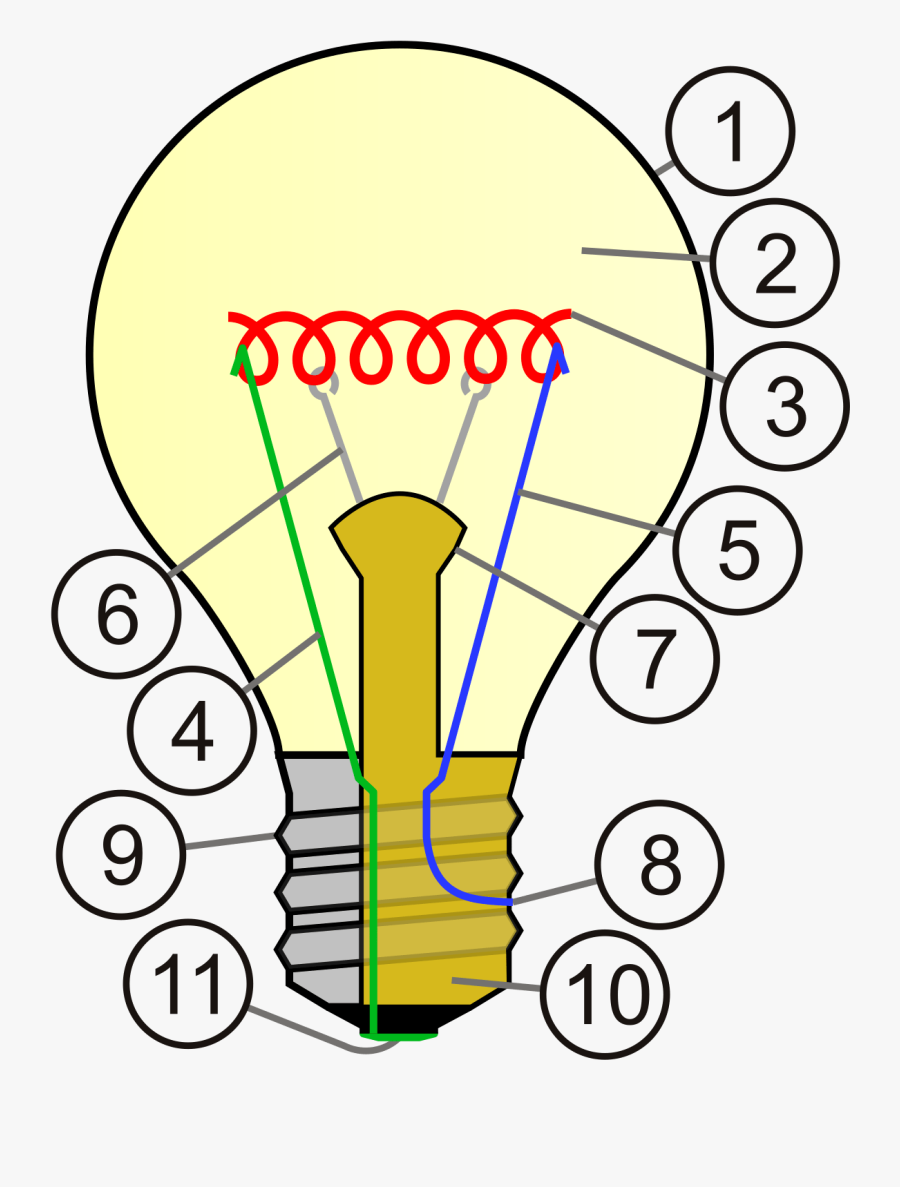 Incandescent Light Bulb Wikiwand - Cross Section Of A Light Bulb, Transparent Clipart