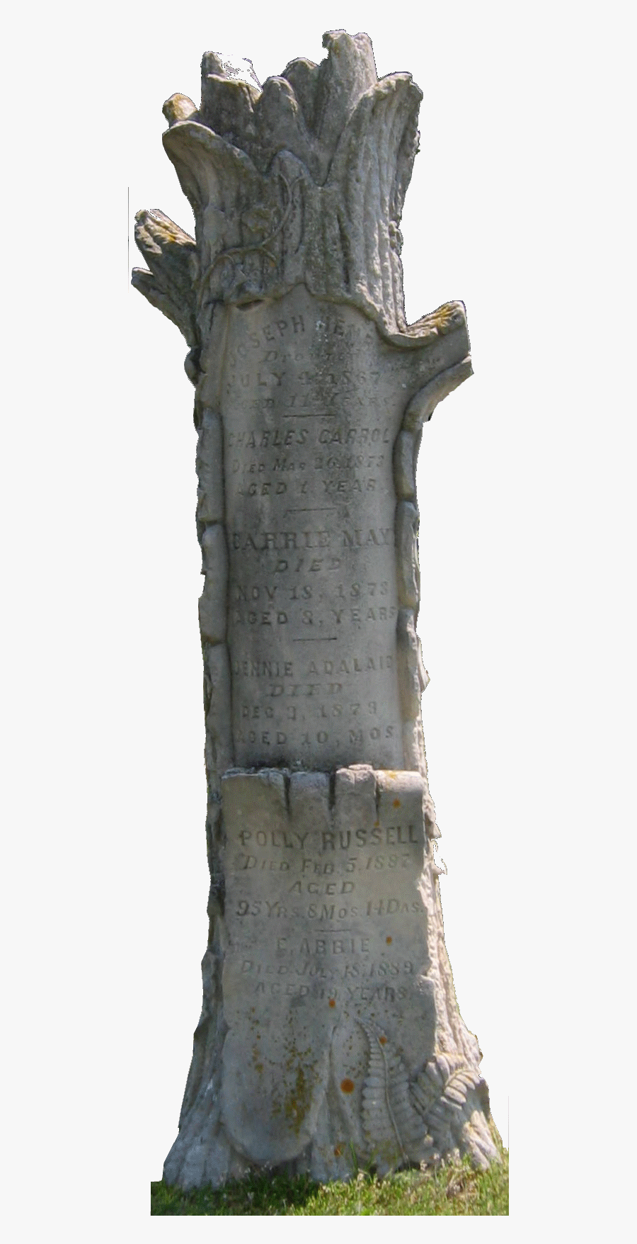 Tree Trunk Headstone Augusta Wisconsin East Lawn Cemetary - Hd Tree Trunk Png, Transparent Clipart