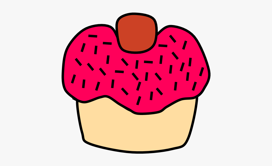 Cupcake, Vanilla, Pink Icing, Cherry, Chocolate Sprinkles, Transparent Clipart