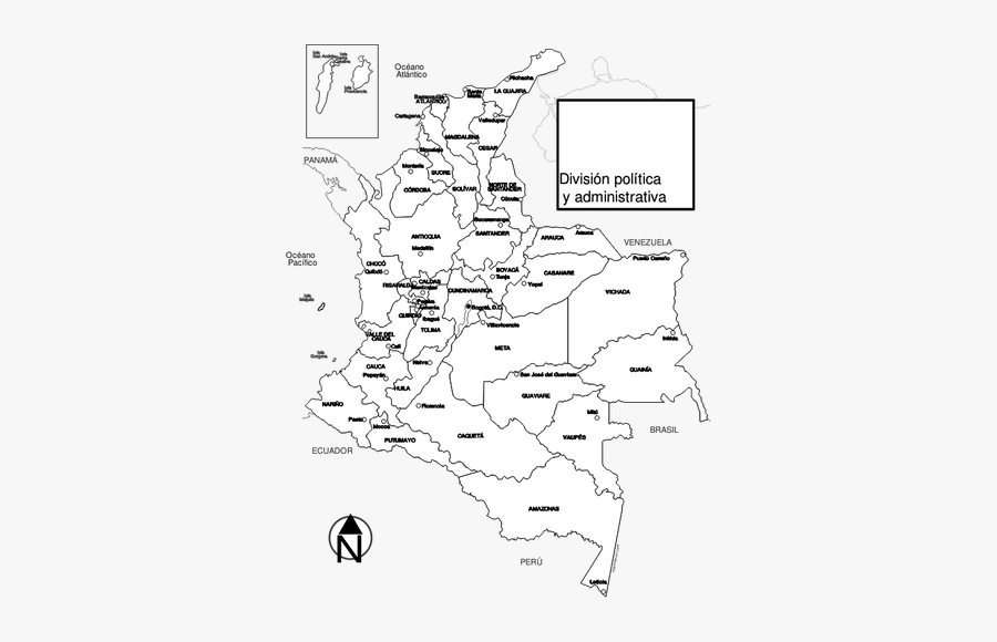 Colombia Regions Map Vector Image - Mapa De Colombia Con Sus Divisiones Departamentales, Transparent Clipart