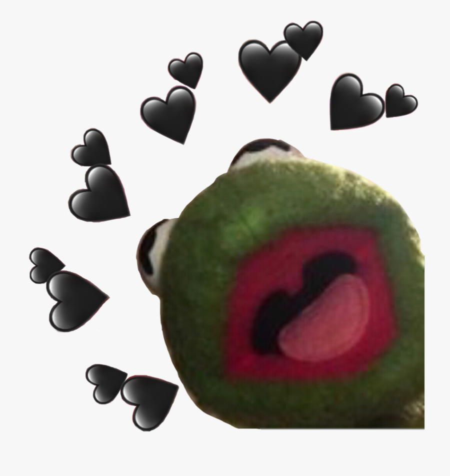 #kermit #tumblr #black #hearts #trend #use It - Meme Kermit With Hearts, Transparent Clipart
