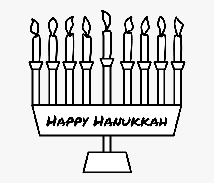 Menorah, Happy Hanukkah Writing, Eighth Night Candle - Cylinder, Transparent Clipart