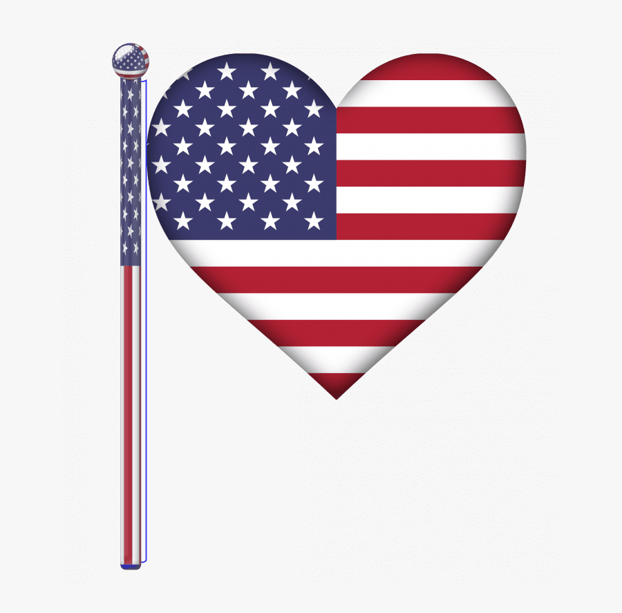 American Flag Heart Vector, Transparent Clipart