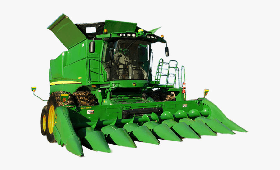 Green Tractor - Combine Cutting Corn, Transparent Clipart