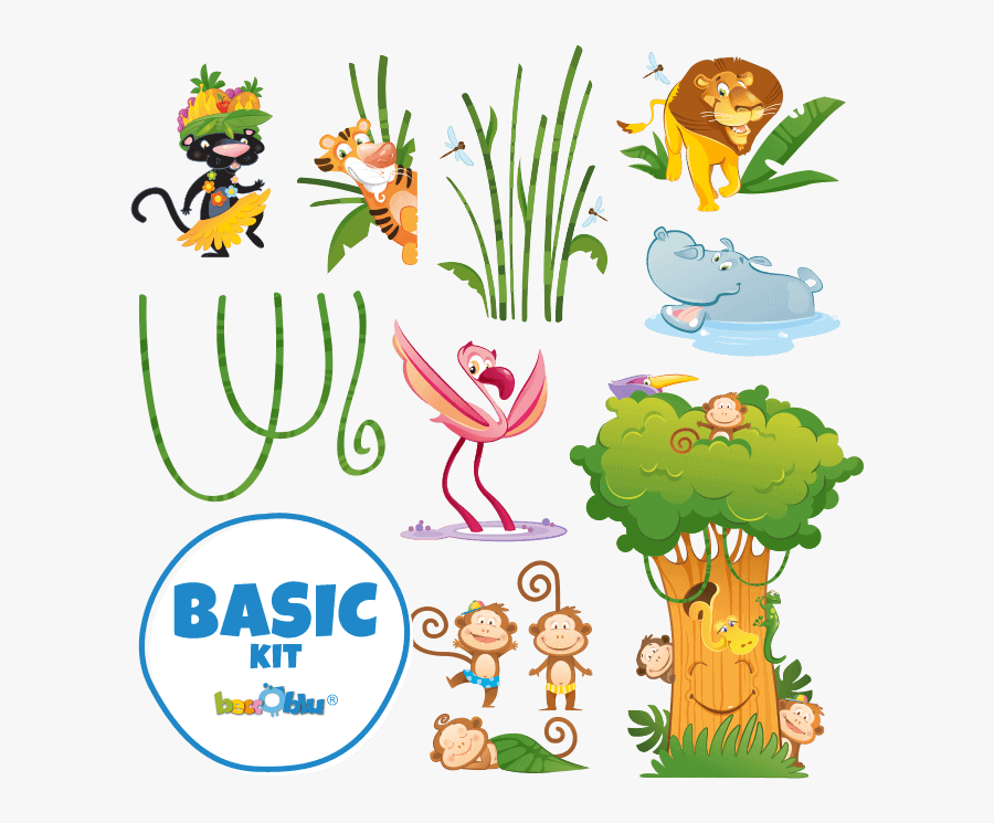 Wall Stickers For Kids Basik Kitthe Great Jungle - Tree Kids Png, Transparent Clipart