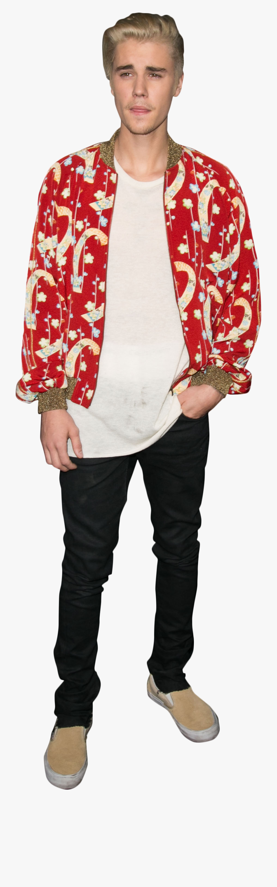 Celebrity Png Justin Bieber Dressed - Justin Bieber In Red Shirt, Transparent Clipart
