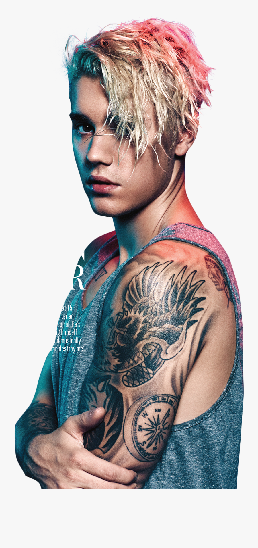 Justin Bieber Blue Red Light Png Image - Justin Bieber Billboard Photoshoot, Transparent Clipart