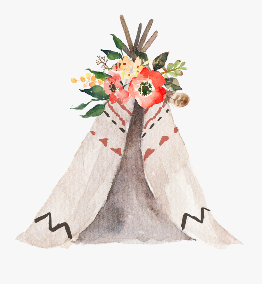 Boho Vector Chic - Teepee Floral, Transparent Clipart