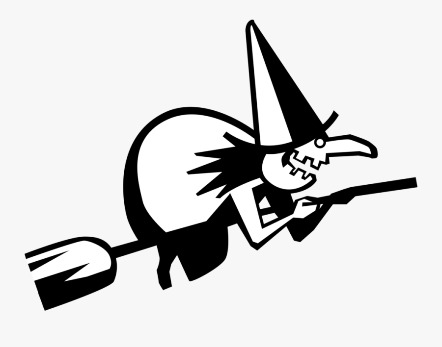Vector Illustration Of Halloween Sorceress Witch Rides, Transparent Clipart