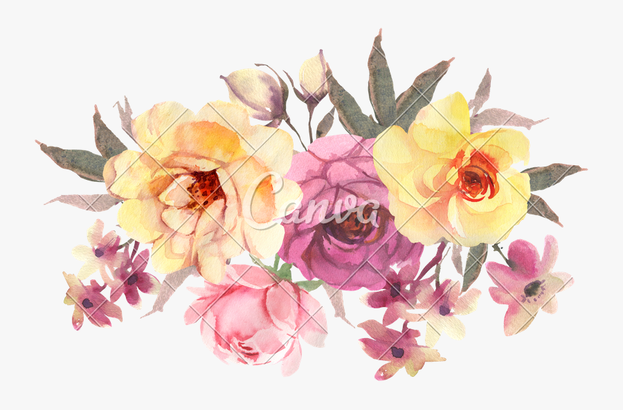 Clip Art Bohemian Bouquet - Watercolor Flower Bohemian Bouquet Png, Transparent Clipart