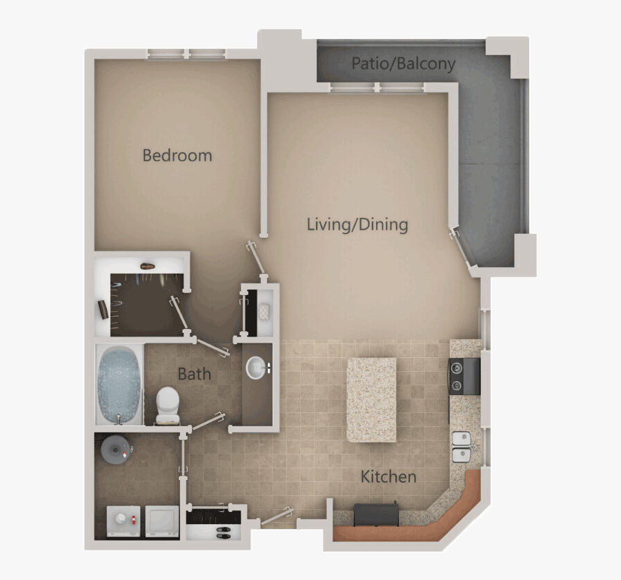 1x1c - Floor Plan, Transparent Clipart