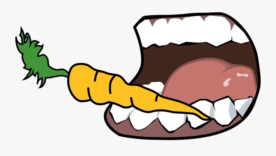 Carrot, Bite, Mouth, Teeth, Vegetable - Cartoon Mouth, Transparent Clipart