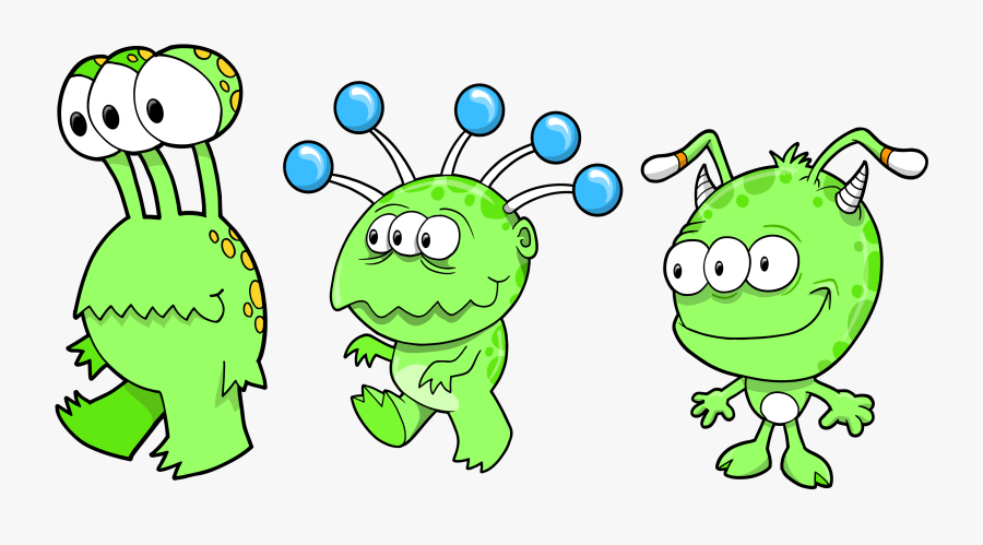 Alien Clipart Lime Green - Aliens Cartoon Transparent Background, Transparent Clipart