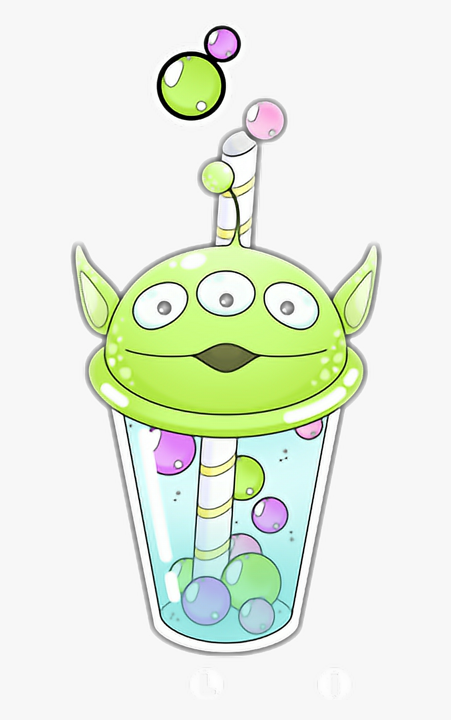 #toystory #disney #alien #cup #drink #bubbletea #kawaii - Cartoon, Transparent Clipart