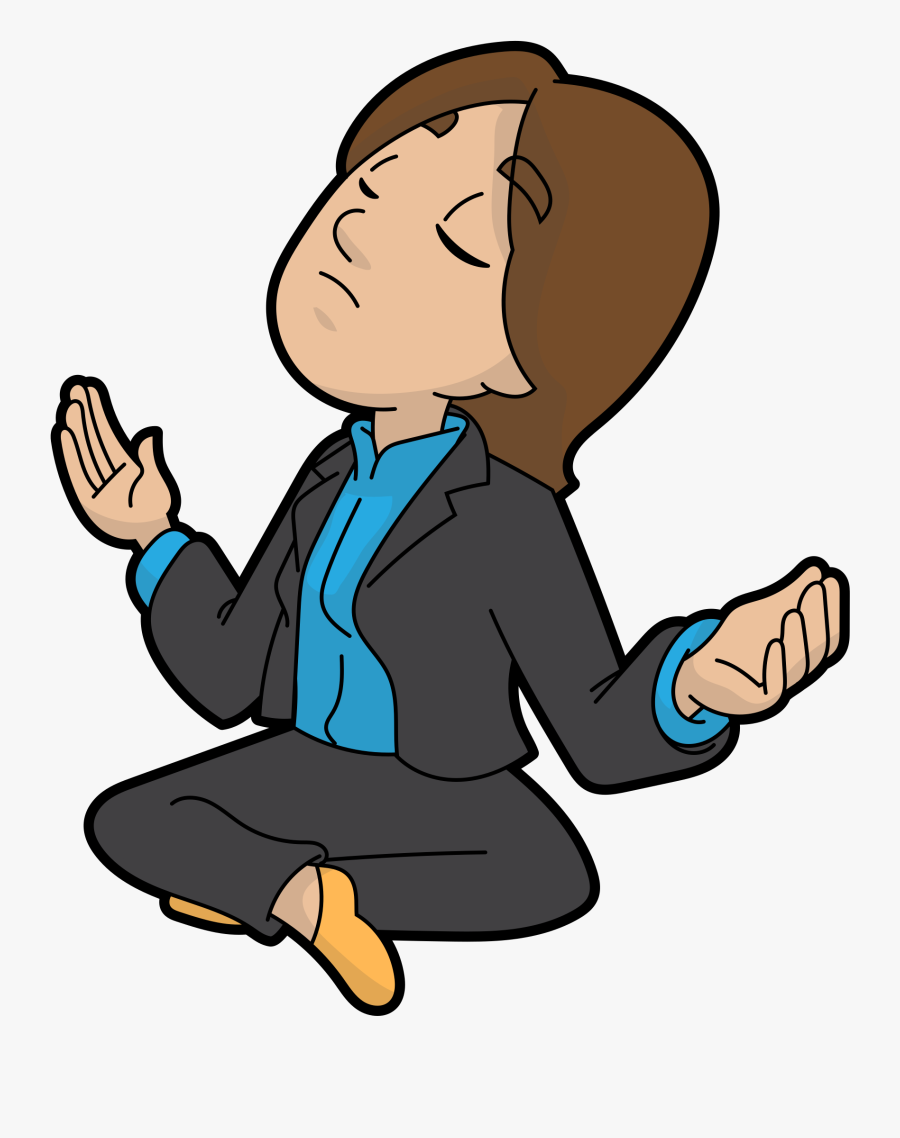 Floor Clipart Leg Crossed - Meditating Business Woman Cartoon, Transparent Clipart