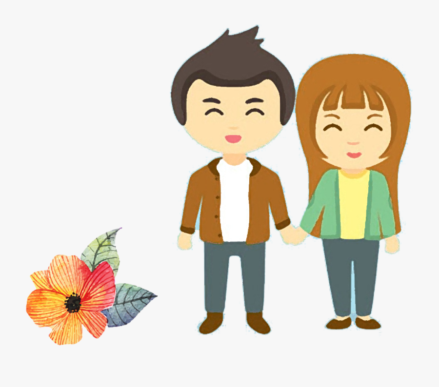 Clip Art Love Holding Hands Transprent - Young Couple Cartoon Png, Transparent Clipart
