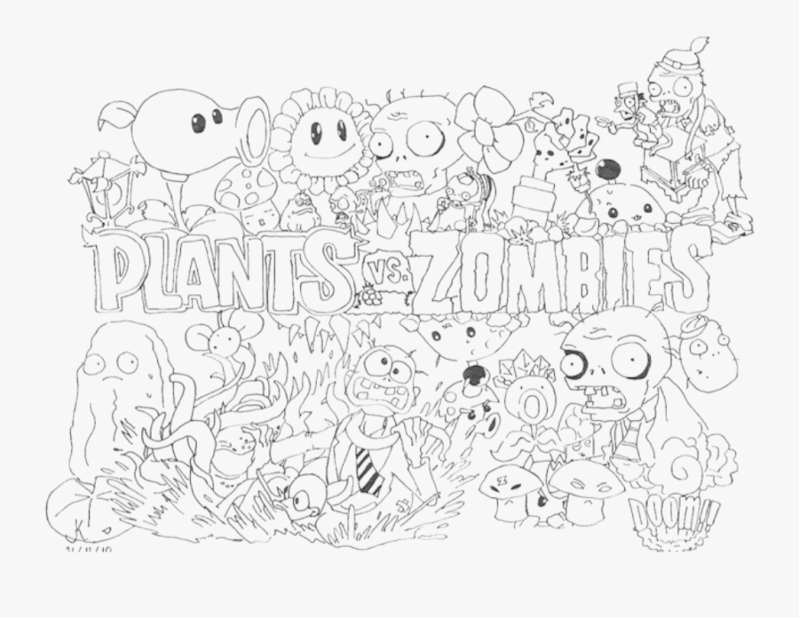 Coloring Pages Plants Vs Zombies - Plants Vs Zombies Gw2 Coloring Pages, Transparent Clipart