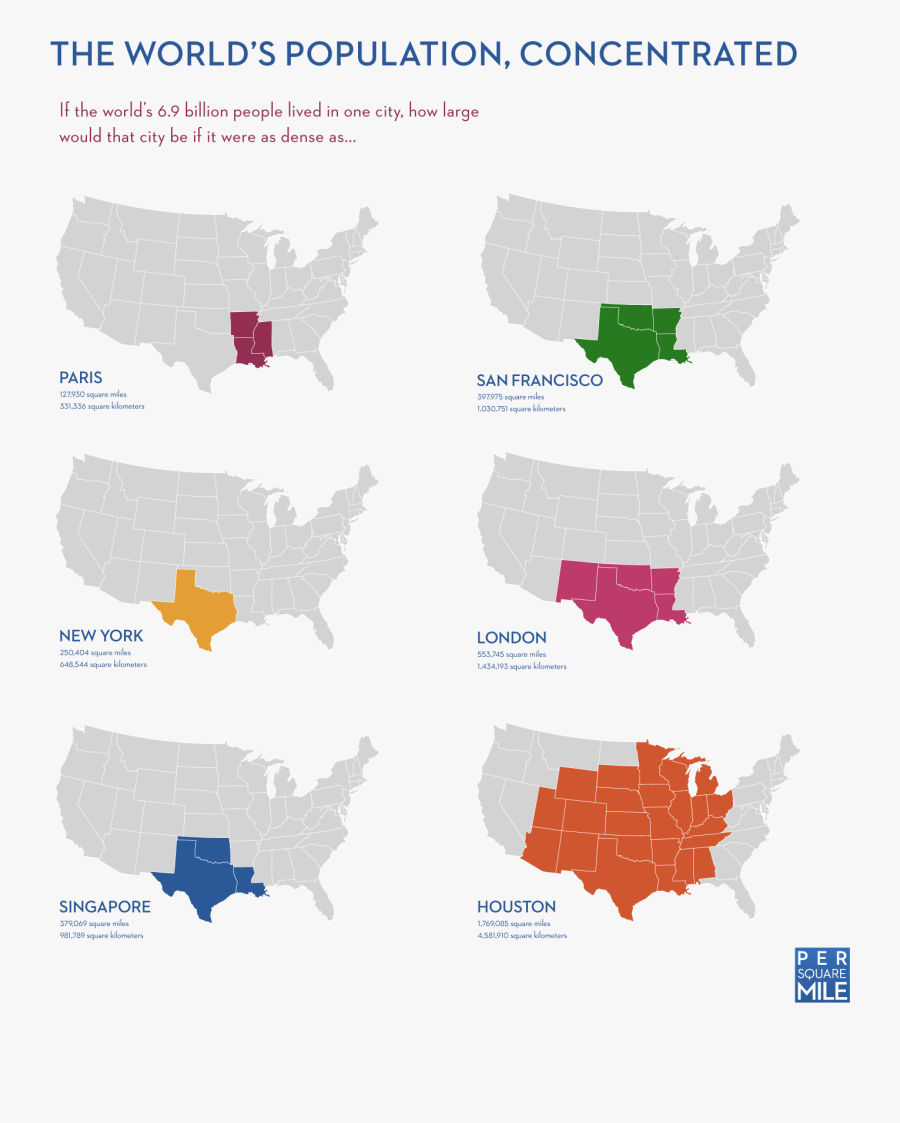 Us Single City Population - 30 Square Miles On A Map, Transparent Clipart
