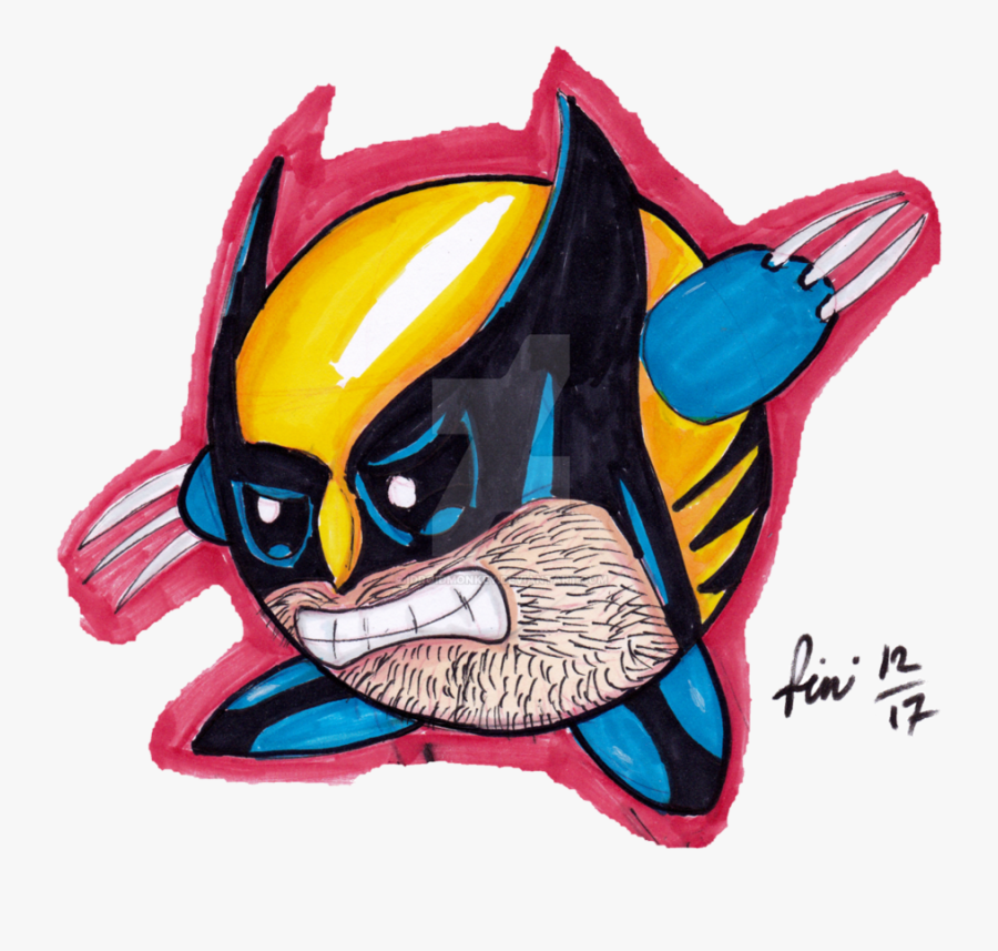 Kirby As Wolverine Speed Drawing Clipart Free Library - Illustration, Transparent Clipart