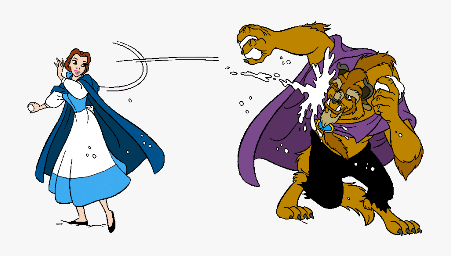 Disney Belle Clipart - Belle And Beast Snowball Fight, Transparent Clipart
