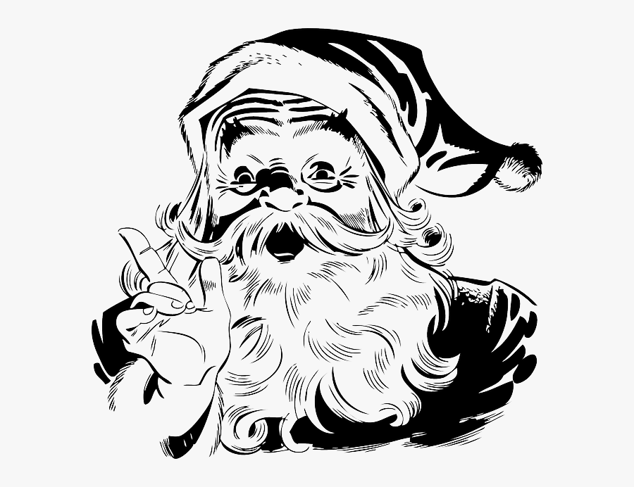 Santa Claus Black And White, Transparent Clipart