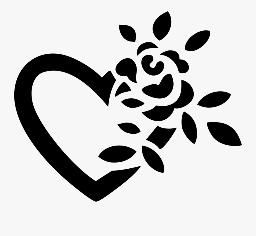 Heart,silhouette,flower - Heart Pics Black And White, Transparent Clipart