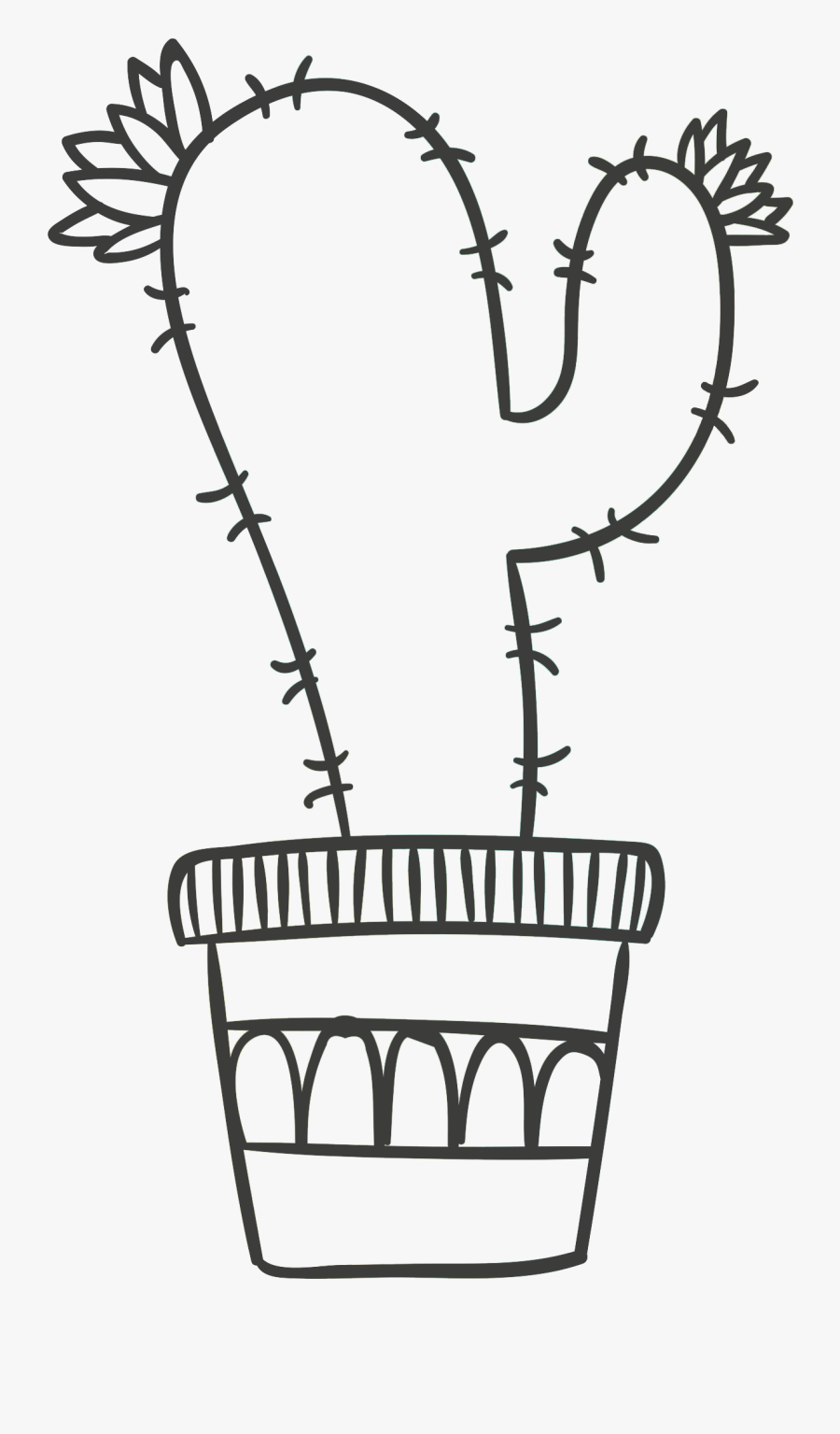 Vector Pens Line Art - Tatuajes De Cactus Acuarela, Transparent Clipart