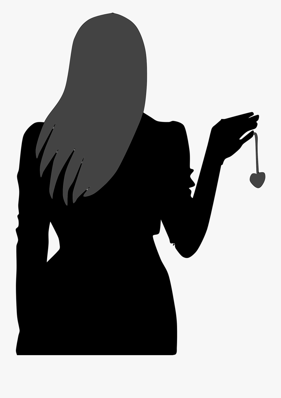 Womans Silhouette Holding Heart Locket Clip Arts - Woman Silhouette Holding Png, Transparent Clipart