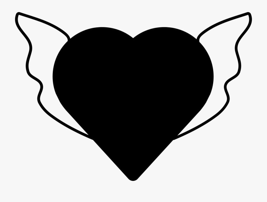 Heart Shape Silhouette With Wings - Shape Icon Silhouette, Transparent Clipart
