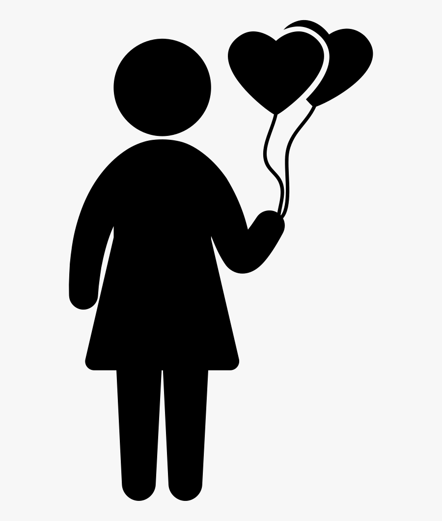 Woman Silhouette With Hearts Balloons - Honour Thy Father And Thy Mother Clipart, Transparent Clipart